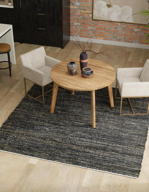 Midnight Denim Blue 7' 10 x 7' 10 Palm Beach Jute Square Area Rug All Natural Eco-Friendly Carpet for Modern Minimalist Interior Design Home Decorating for Sale at Rug Engine