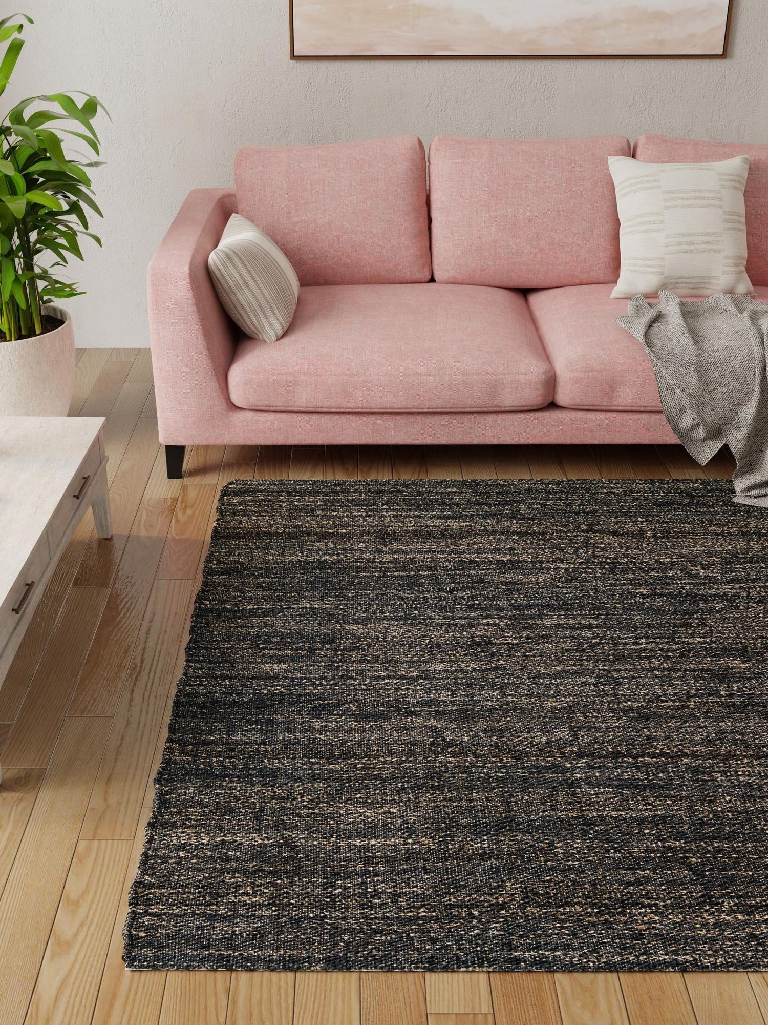 Midnight Denim Blue 7' 10 x 7' 10 Palm Beach Jute Square Area Rug All Natural Eco-Friendly Carpet for Modern Minimalist Interior Design Home Decorating for Sale at Rug Engine