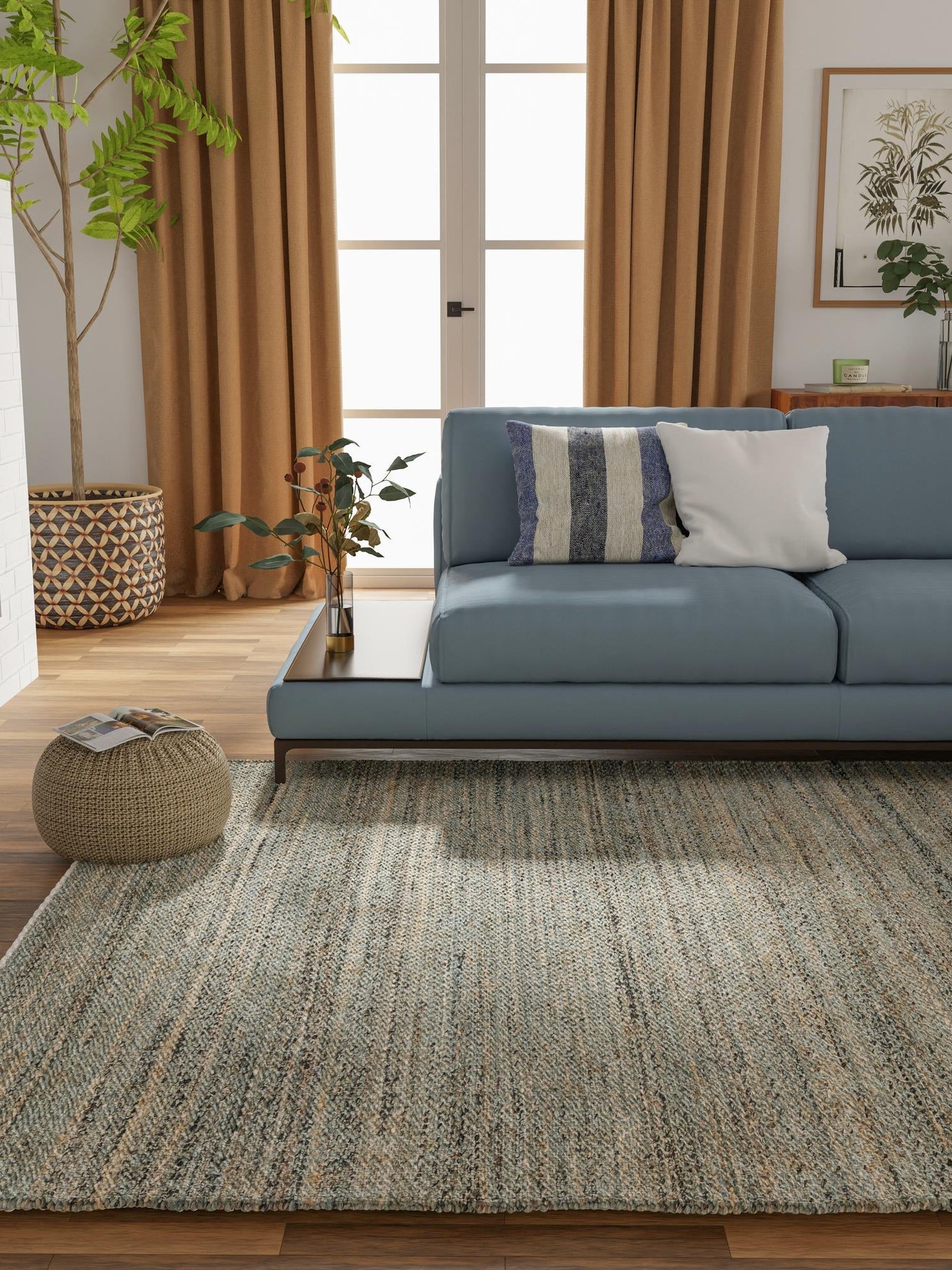 Seaglass Blue 2' 2 x 3' 1 Palm Beach Jute Rectangle Area Rug All Natural Eco-Friendly Carpet for Modern Minimalist Interior Design Home Decorating for Sale at Rug Engine