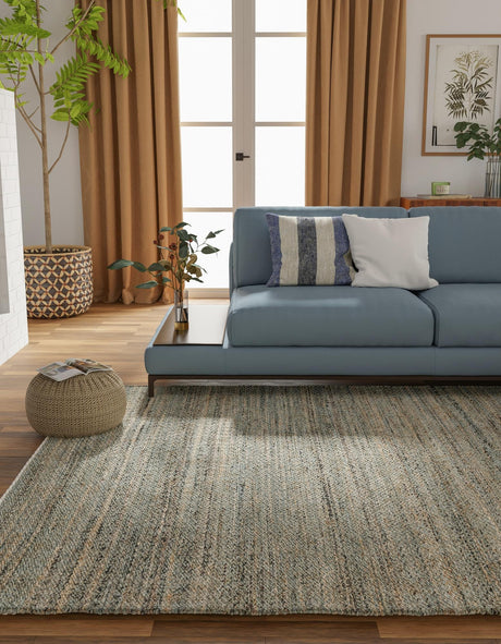 Seaglass Blue 2' 2 x 3' 1 Palm Beach Jute Rectangle Area Rug All Natural Eco-Friendly Carpet for Modern Minimalist Interior Design Home Decorating for Sale at Rug Engine