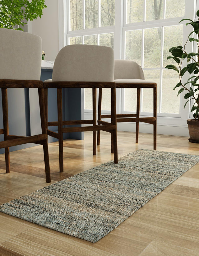 Seaglass Blue 2' 7 x 12' Palm Beach Jute Runner Area Rug All Natural Eco-Friendly Carpet for Modern Minimalist Interior Design Home Decorating for Sale at Rug Engine