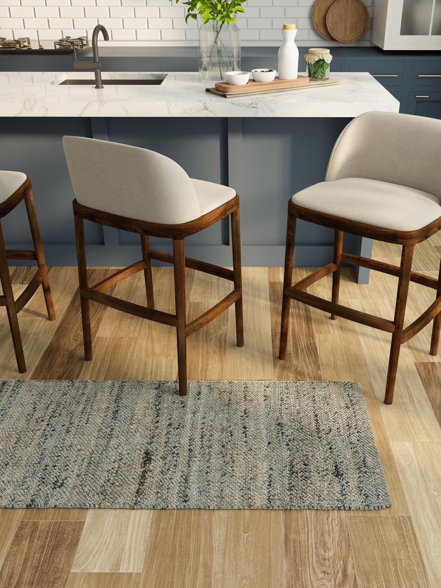 Seaglass Blue 2' x 8' Palm Beach Jute Runner Area Rug All Natural Eco-Friendly Carpet for Modern Minimalist Interior Design Home Decorating for Sale at Rug Engine
