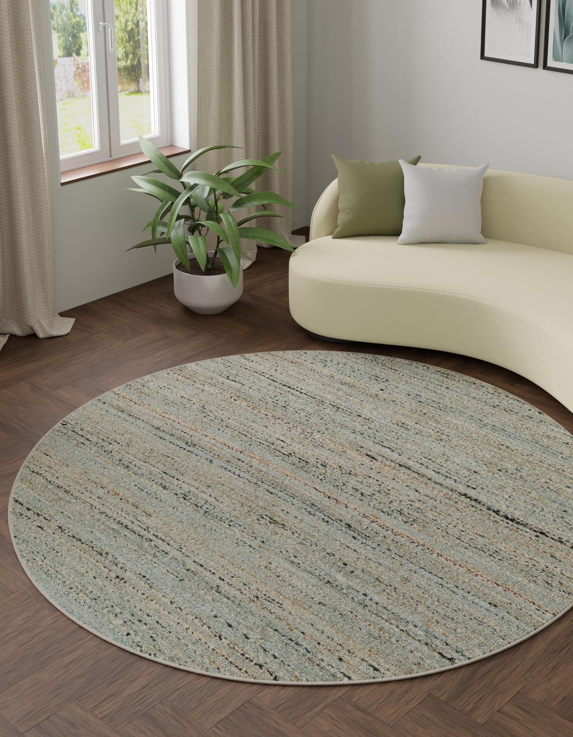 Seaglass Blue 5' 3 x 5' 3 Palm Beach Jute Round Area Rug All Natural Eco-Friendly Carpet for Modern Minimalist Interior Design Home Decorating for Sale at Rug Engine