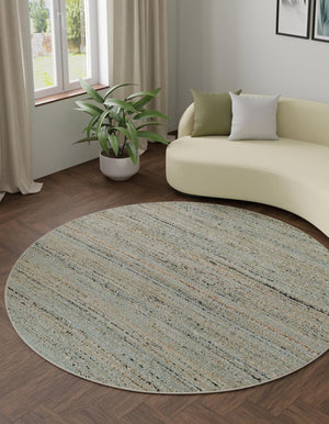 Seaglass Blue 3' 1 x 3' 1 Palm Beach Jute Round Area Rug All Natural Eco-Friendly Carpet for Modern Minimalist Interior Design Home Decorating for Sale at Rug Engine