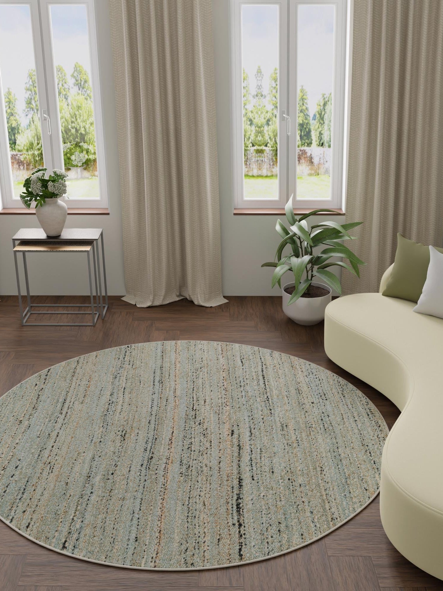 Seaglass Blue 3' 1 x 3' 1 Palm Beach Jute Round Area Rug All Natural Eco-Friendly Carpet for Modern Minimalist Interior Design Home Decorating for Sale at Rug Engine