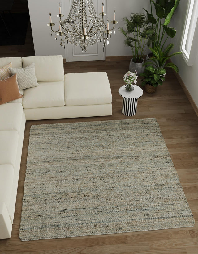 Seaglass Blue 7' 10 x 7' 10 Palm Beach Jute Square Area Rug All Natural Eco-Friendly Carpet for Modern Minimalist Interior Design Home Decorating for Sale at Rug Engine