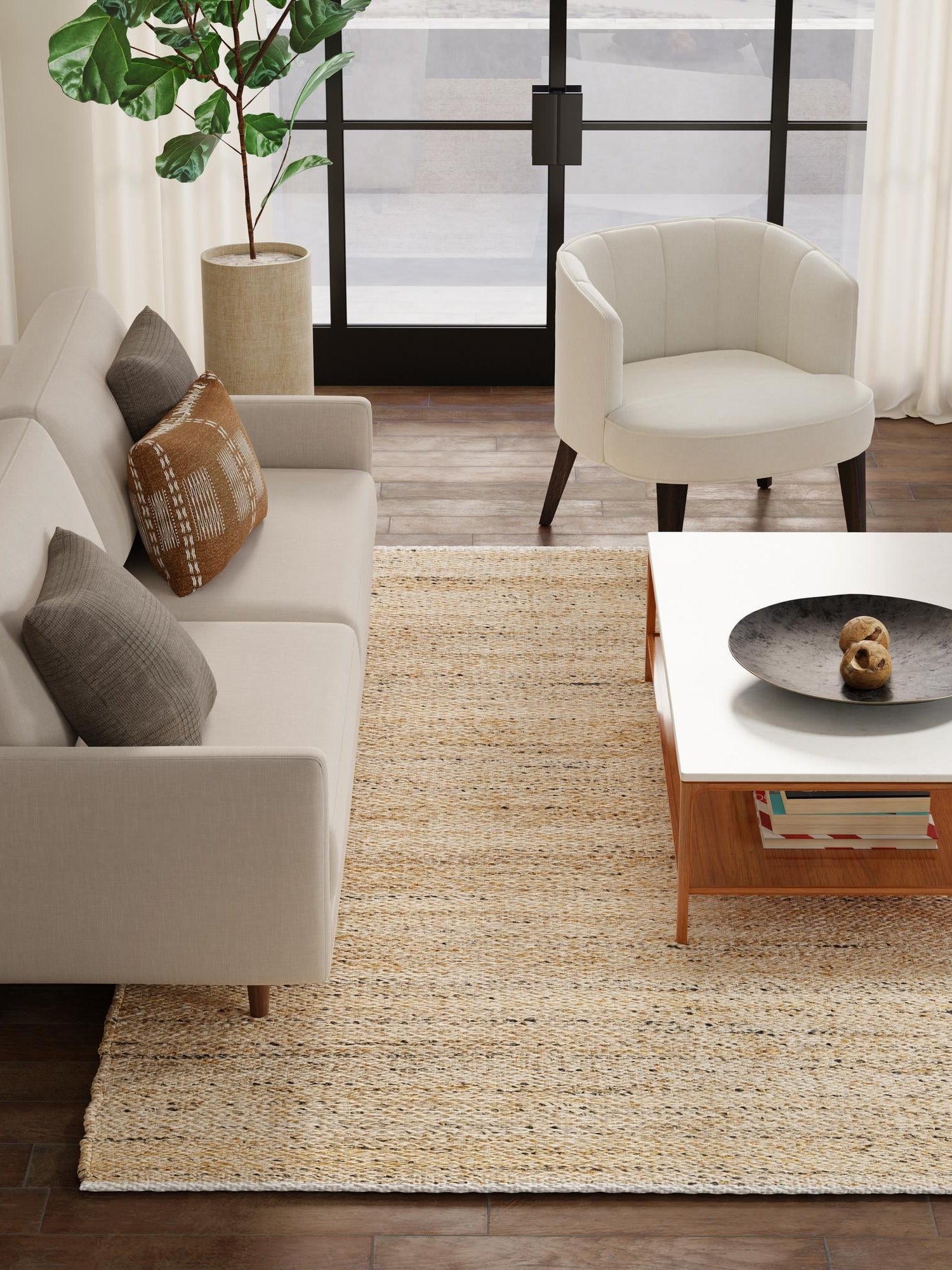 Palomino Ivory 2' 2 x 3' 1 Palm Beach Jute Rectangle Area Rug All Natural Eco-Friendly Carpet for Modern Minimalist Interior Design Home Decorating for Sale at Rug Engine