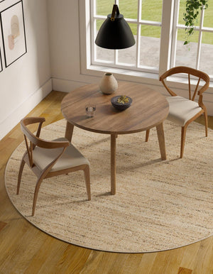 Palomino Ivory 7' 10 x 7' 10 Palm Beach Jute Round Area Rug All Natural Eco-Friendly Carpet for Modern Minimalist Interior Design Home Decorating for Sale at Rug Engine