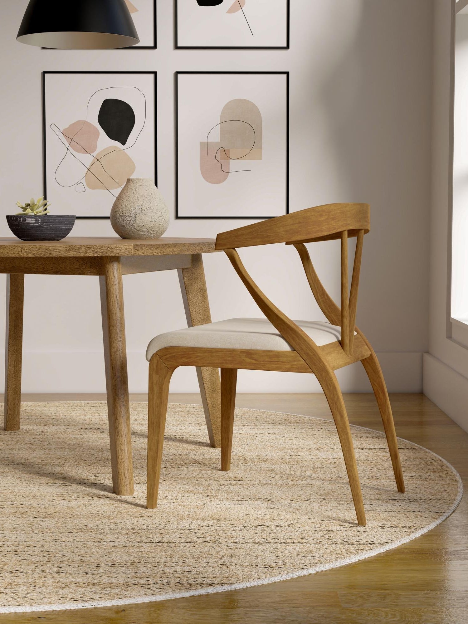 Palomino Ivory 5' 3 x 5' 3 Palm Beach Jute Round Area Rug All Natural Eco-Friendly Carpet for Modern Minimalist Interior Design Home Decorating for Sale at Rug Engine