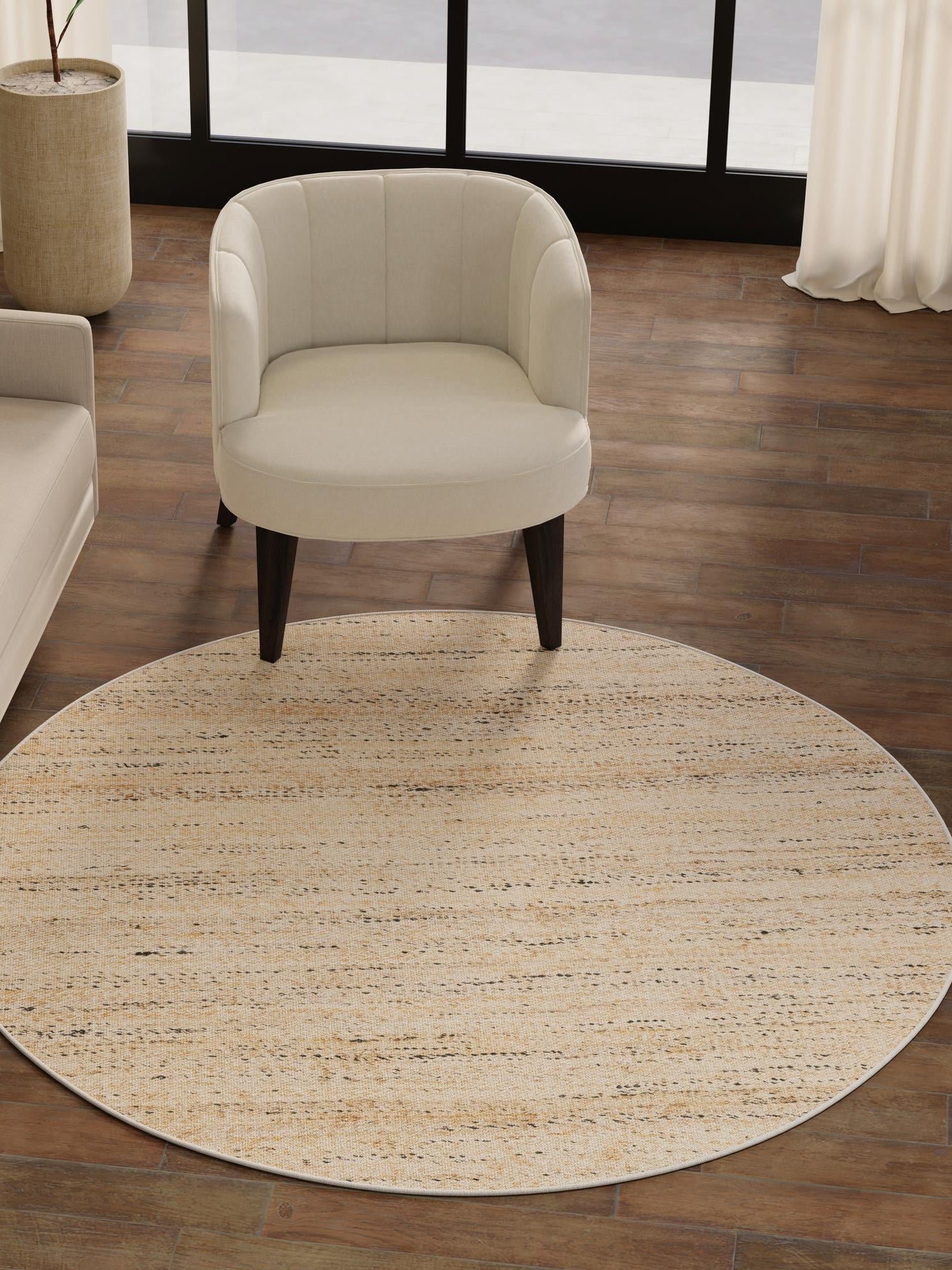 Palomino Ivory 7' 10 x 7' 10 Palm Beach Jute Round Area Rug All Natural Eco-Friendly Carpet for Modern Minimalist Interior Design Home Decorating for Sale at Rug Engine
