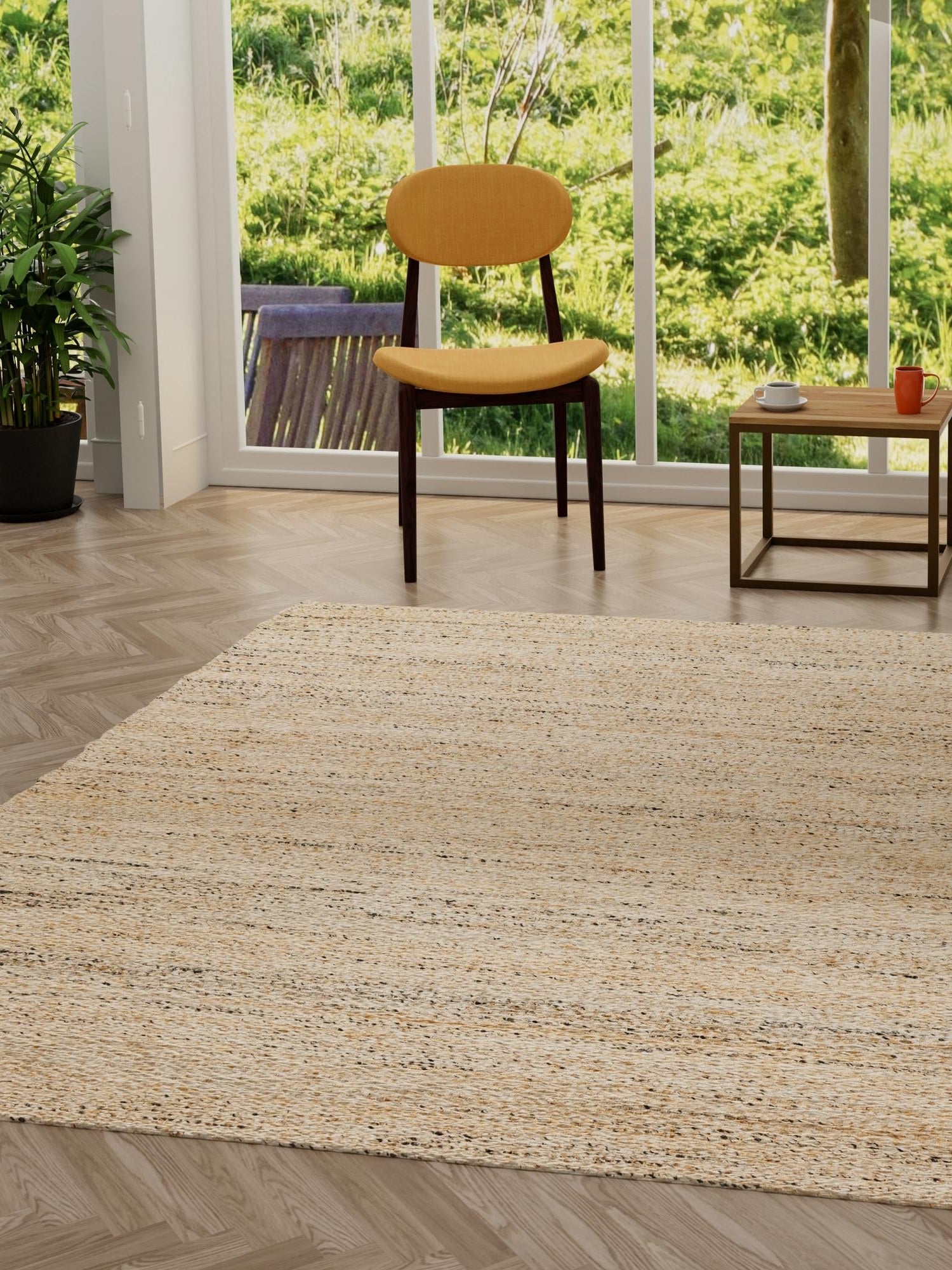 Palomino Ivory 7' 10 x 7' 10 Palm Beach Jute Square Area Rug All Natural Eco-Friendly Carpet for Modern Minimalist Interior Design Home Decorating for Sale at Rug Engine