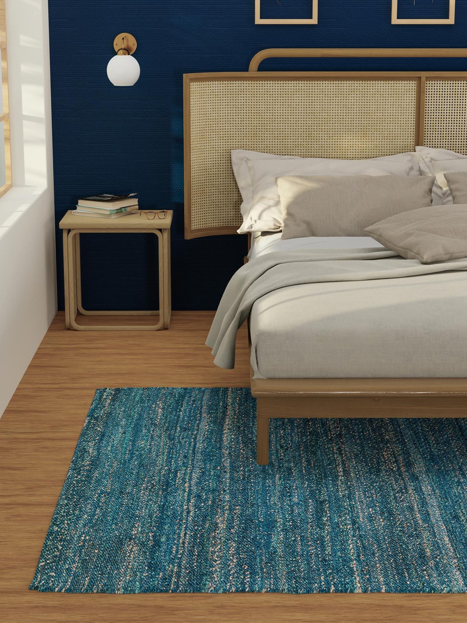 Ocean Blue 7' 10 x 10' Palm Beach Jute Rectangle Area Rug All Natural Eco-Friendly Carpet for Modern Minimalist Interior Design Home Decorating for Sale at Rug Engine