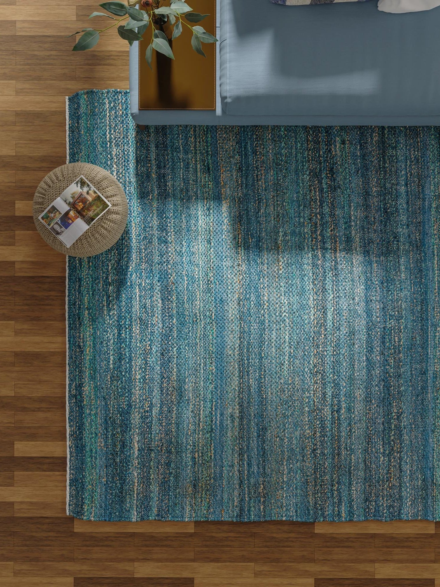 Ocean Blue 2' 2 x 3' 1 Palm Beach Jute Rectangle Area Rug All Natural Eco-Friendly Carpet for Modern Minimalist Interior Design Home Decorating for Sale at Rug Engine