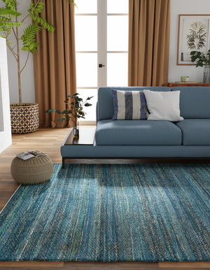 Ocean Blue 2' 2 x 3' 1 Palm Beach Jute Rectangle Area Rug All Natural Eco-Friendly Carpet for Modern Minimalist Interior Design Home Decorating for Sale at Rug Engine
