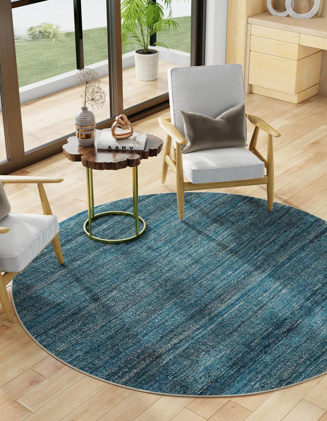 Ocean Blue 4' 1 x 4' 1 Palm Beach Jute Round Area Rug All Natural Eco-Friendly Carpet for Modern Minimalist Interior Design Home Decorating for Sale at Rug Engine