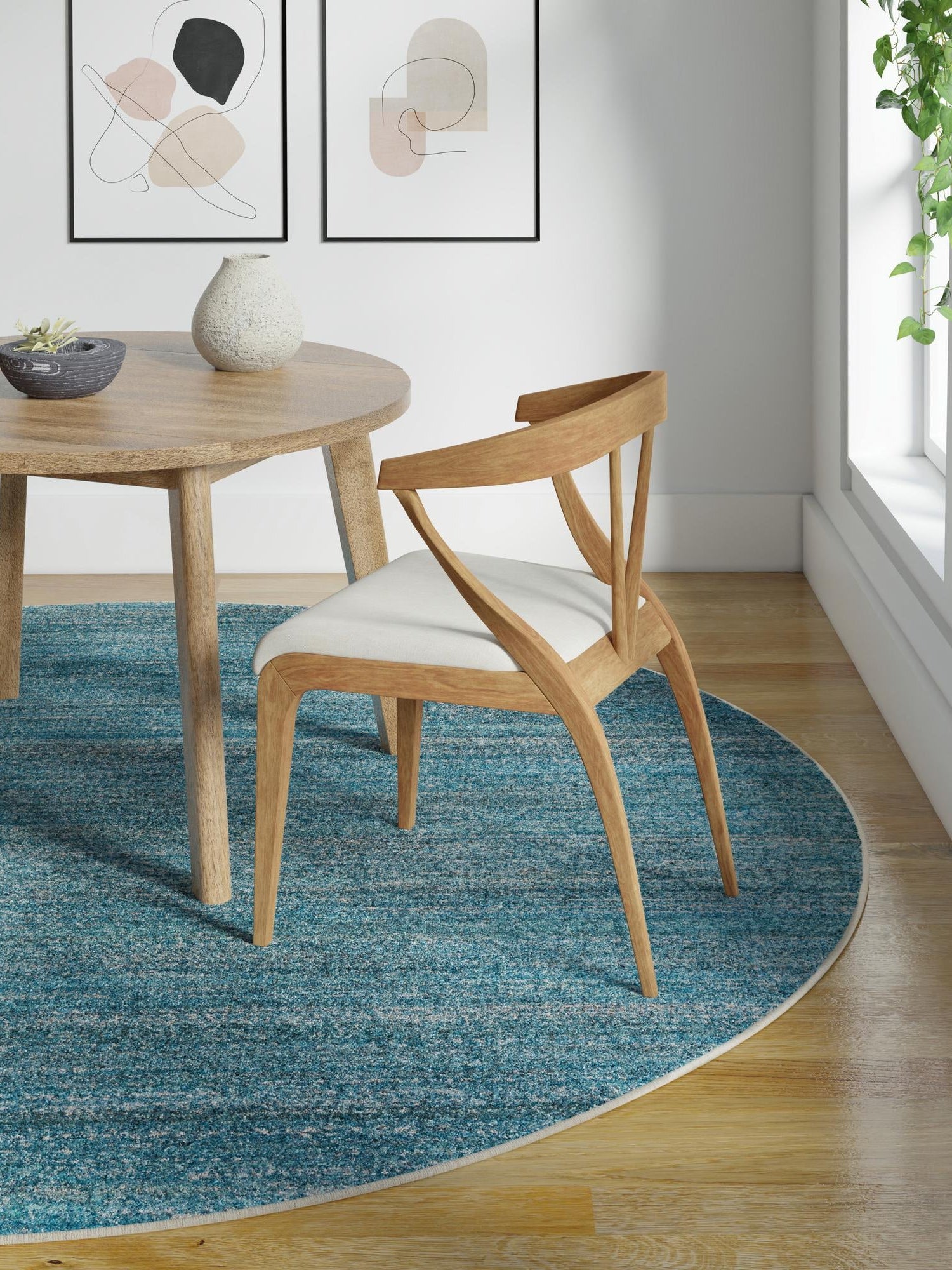 Ocean Blue 4' 1 x 4' 1 Palm Beach Jute Round Area Rug All Natural Eco-Friendly Carpet for Modern Minimalist Interior Design Home Decorating for Sale at Rug Engine