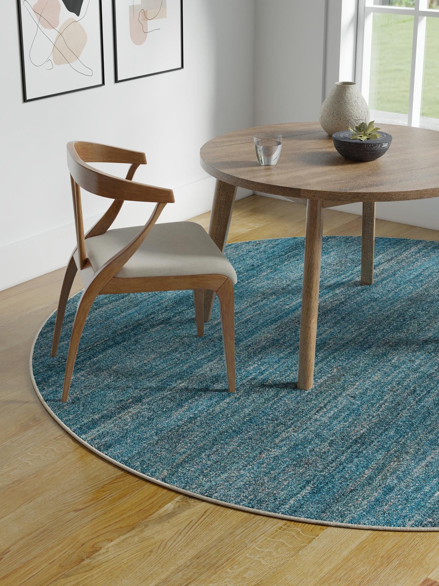 Ocean Blue 4' 1 x 4' 1 Palm Beach Jute Round Area Rug All Natural Eco-Friendly Carpet for Modern Minimalist Interior Design Home Decorating for Sale at Rug Engine
