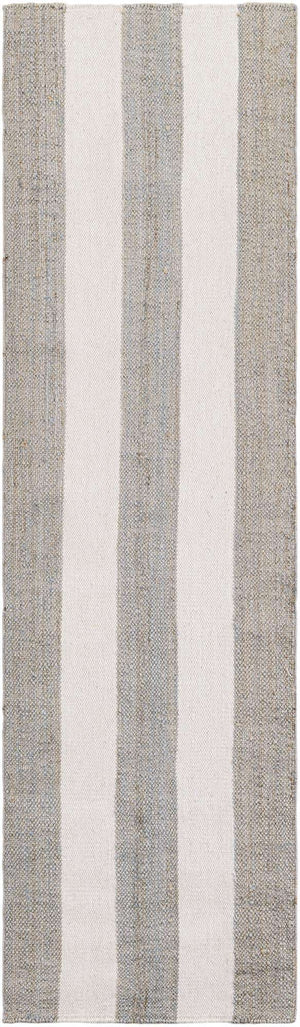 Gray 2' 7 x 10' Jill Zarin Hamptons Runner Area Rug Jute & Wool With Cotton Backing All Natural Striped Design Coastal Hand Woven Carpet for Sale at Rug Engine