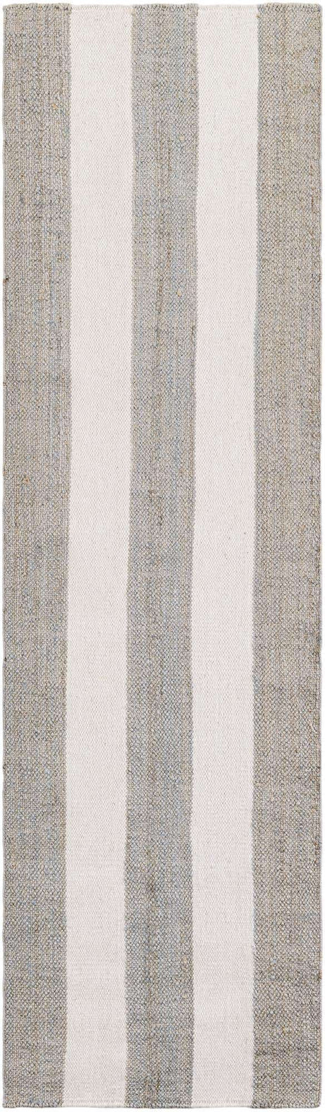 Gray 2' 7 x 10' Jill Zarin Hamptons Runner Area Rug Jute & Wool With Cotton Backing All Natural Striped Design Coastal Hand Woven Carpet for Sale at Rug Engine