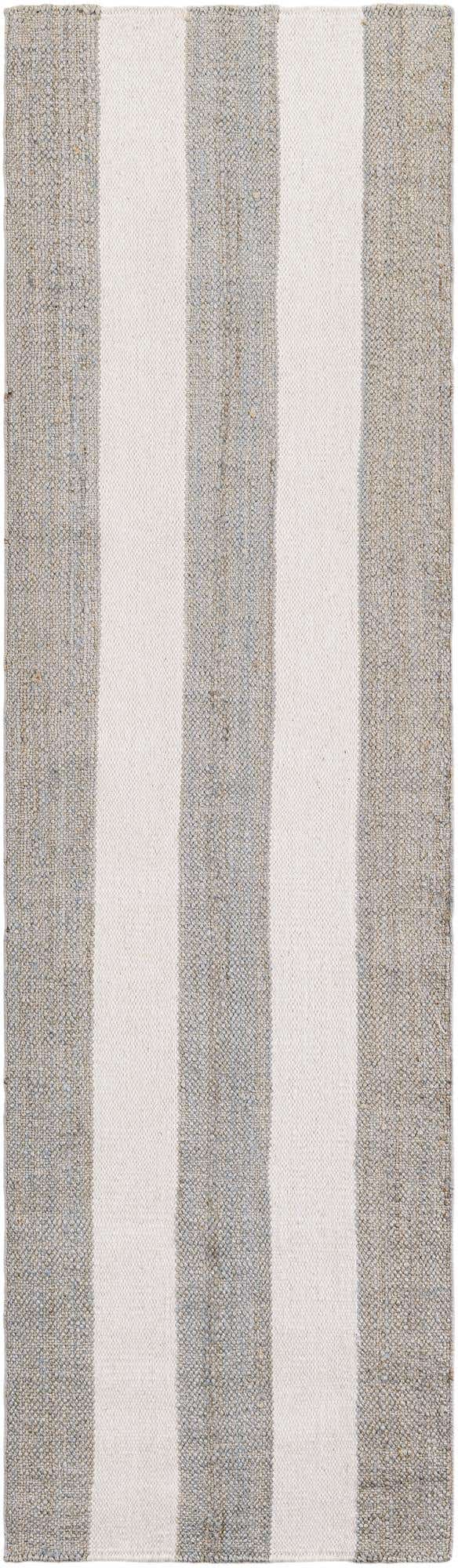 Gray 2' 7 x 10' Jill Zarin Hamptons Runner Area Rug Jute & Wool With Cotton Backing All Natural Striped Design Coastal Hand Woven Carpet for Sale at Rug Engine