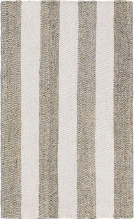Gray 3' 1 x 5' 1 Jill Zarin Hamptons Rectangle Area Rug Jute & Wool With Cotton Backing All Natural Striped Design Coastal Hand Woven Carpet for Sale at Rug Engine