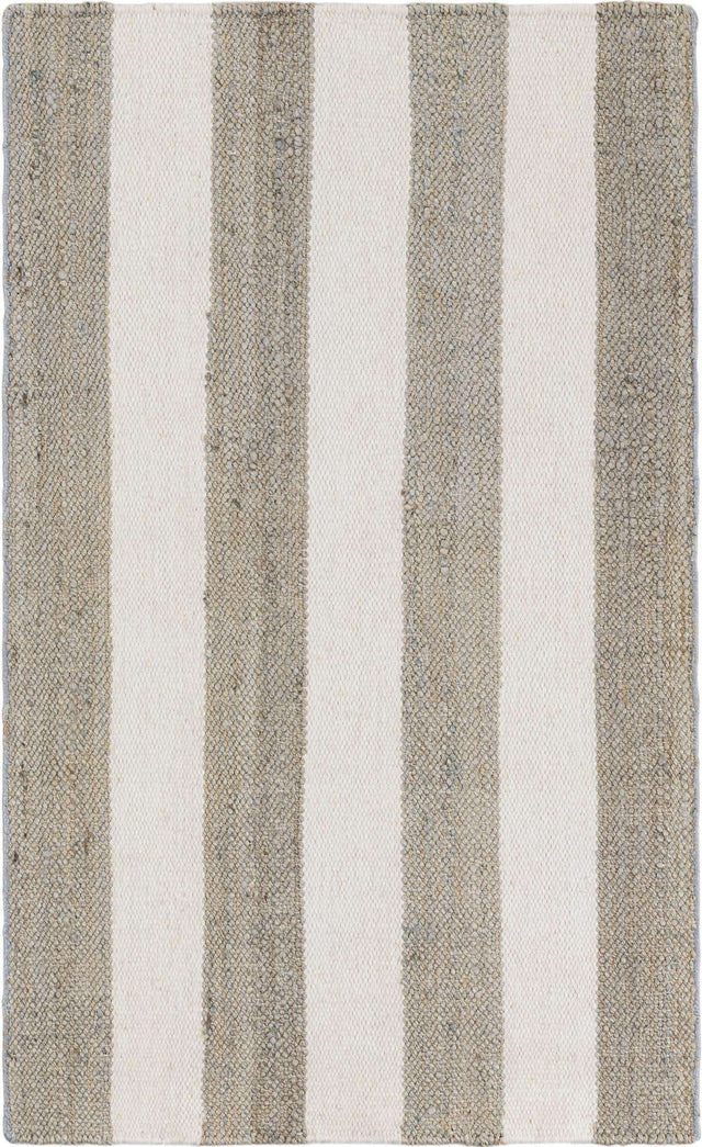Gray 3' 1 x 5' 1 Jill Zarin Hamptons Rectangle Area Rug Jute & Wool With Cotton Backing All Natural Striped Design Coastal Hand Woven Carpet for Sale at Rug Engine