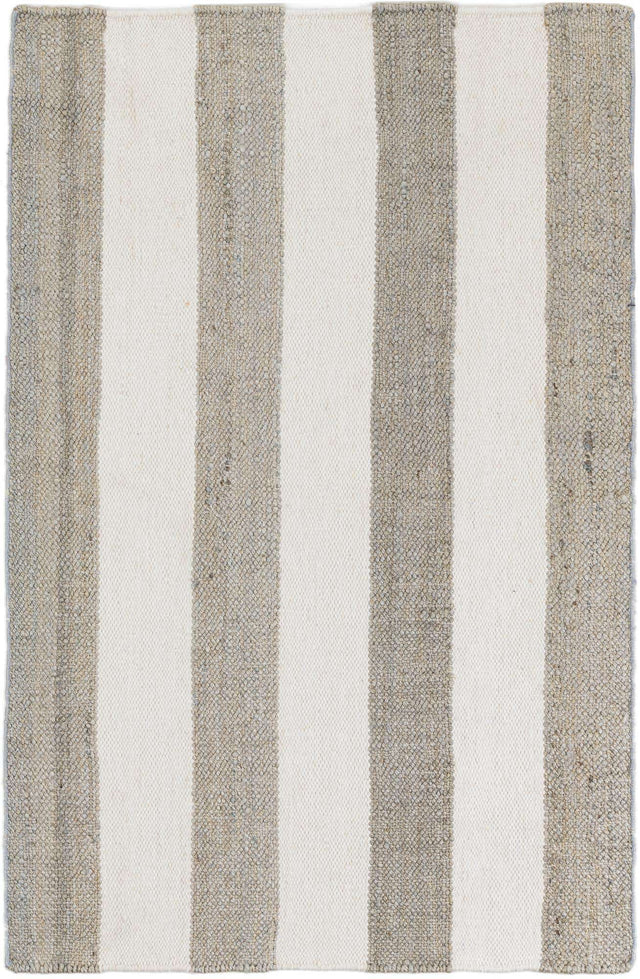 Gray 4' 1 x 6' 1 Jill Zarin Hamptons Rectangle Area Rug Jute & Wool With Cotton Backing All Natural Striped Design Coastal Hand Woven Carpet for Sale at Rug Engine