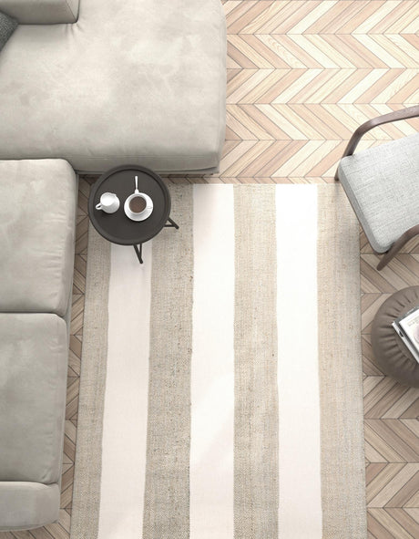 Gray 3' 1 x 5' 1 Jill Zarin Hamptons Rectangle Area Rug Jute & Wool With Cotton Backing All Natural Striped Design Coastal Hand Woven Carpet for Sale at Rug Engine
