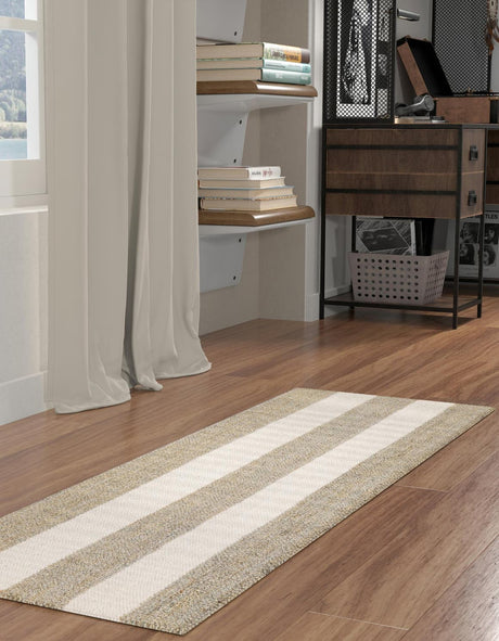 Gray 2' 7 x 10' Jill Zarin Hamptons Runner Area Rug Jute & Wool With Cotton Backing All Natural Striped Design Coastal Hand Woven Carpet for Sale at Rug Engine