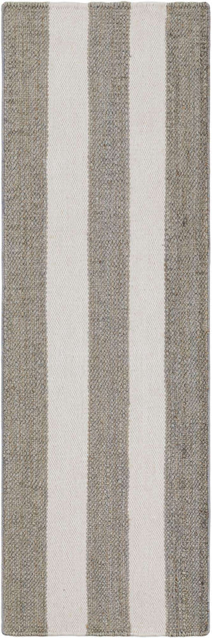 Gray 2' x 6' 1 Jill Zarin Hamptons Runner Area Rug Jute & Wool With Cotton Backing All Natural Striped Design Coastal Hand Woven Carpet for Sale at Rug Engine
