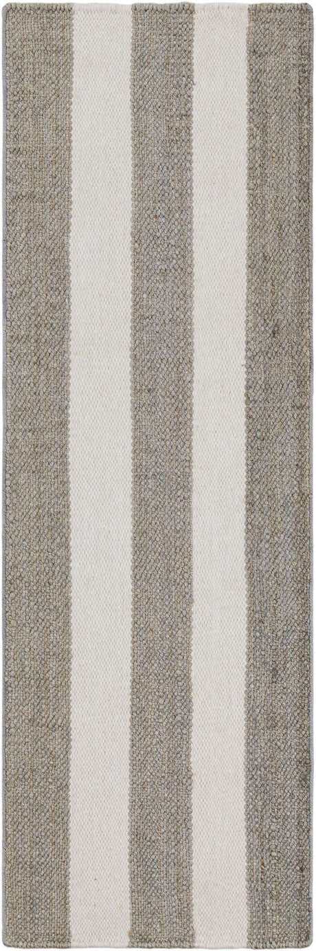 Gray 2' x 6' 1 Jill Zarin Hamptons Runner Area Rug Jute & Wool With Cotton Backing All Natural Striped Design Coastal Hand Woven Carpet for Sale at Rug Engine