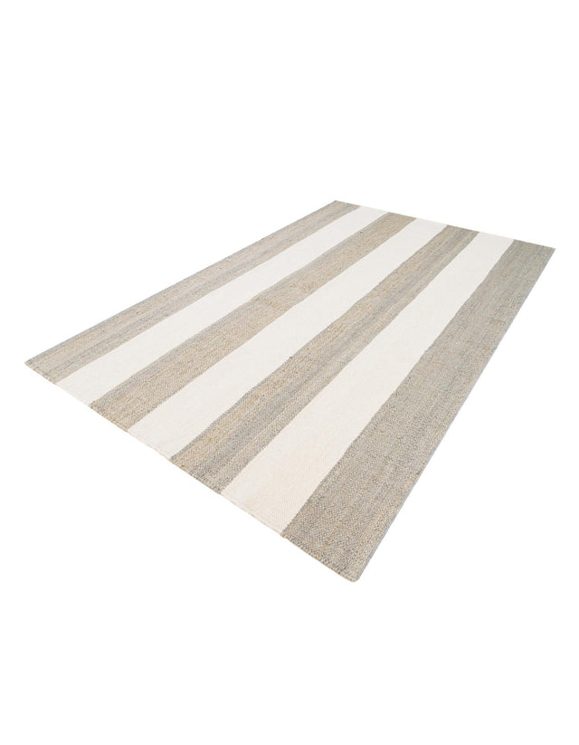 Gray 6' 1 x 9' Jill Zarin Hamptons Rectangle Area Rug Jute & Wool With Cotton Backing All Natural Striped Design Coastal Hand Woven Carpet for Sale at Rug Engine