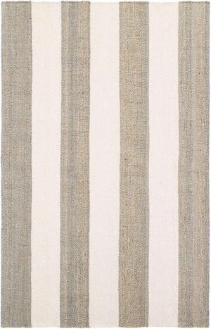Gray 6' 1 x 9' Jill Zarin Hamptons Rectangle Area Rug Jute & Wool With Cotton Backing All Natural Striped Design Coastal Hand Woven Carpet for Sale at Rug Engine
