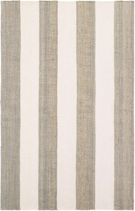 Gray 6' 1 x 9' Jill Zarin Hamptons Rectangle Area Rug Jute & Wool With Cotton Backing All Natural Striped Design Coastal Hand Woven Carpet for Sale at Rug Engine