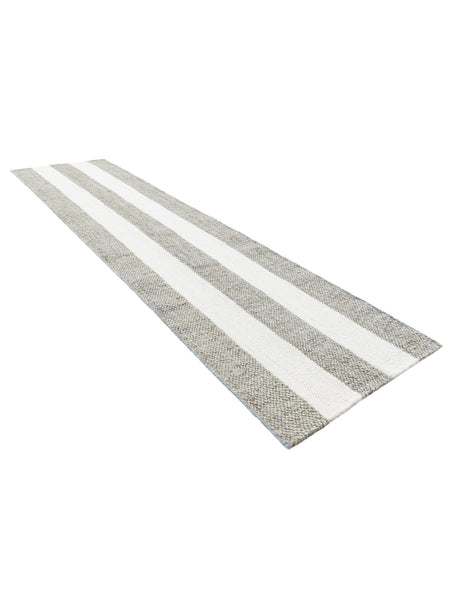 Gray 2' x 8' Jill Zarin Hamptons Runner Area Rug Jute & Wool With Cotton Backing All Natural Striped Design Coastal Hand Woven Carpet for Sale at Rug Engine