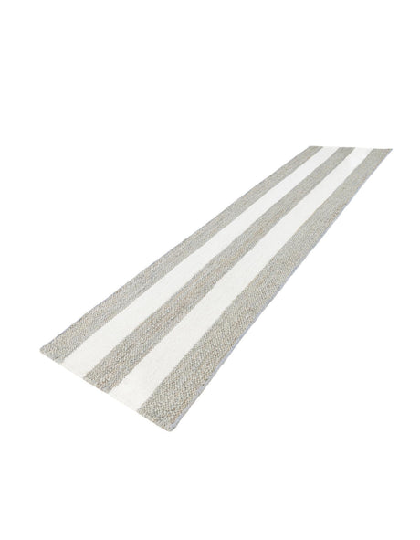 Gray 2' x 8' Jill Zarin Hamptons Runner Area Rug Jute & Wool With Cotton Backing All Natural Striped Design Coastal Hand Woven Carpet for Sale at Rug Engine