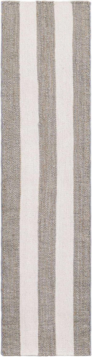 Gray 2' x 8' Jill Zarin Hamptons Runner Area Rug Jute & Wool With Cotton Backing All Natural Striped Design Coastal Hand Woven Carpet for Sale at Rug Engine