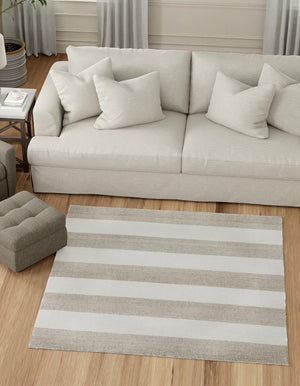 Gray 10' x 10' Jill Zarin Hamptons Square Area Rug Jute & Wool With Cotton Backing All Natural Striped Design Coastal Hand Woven Carpet for Sale at Rug Engine