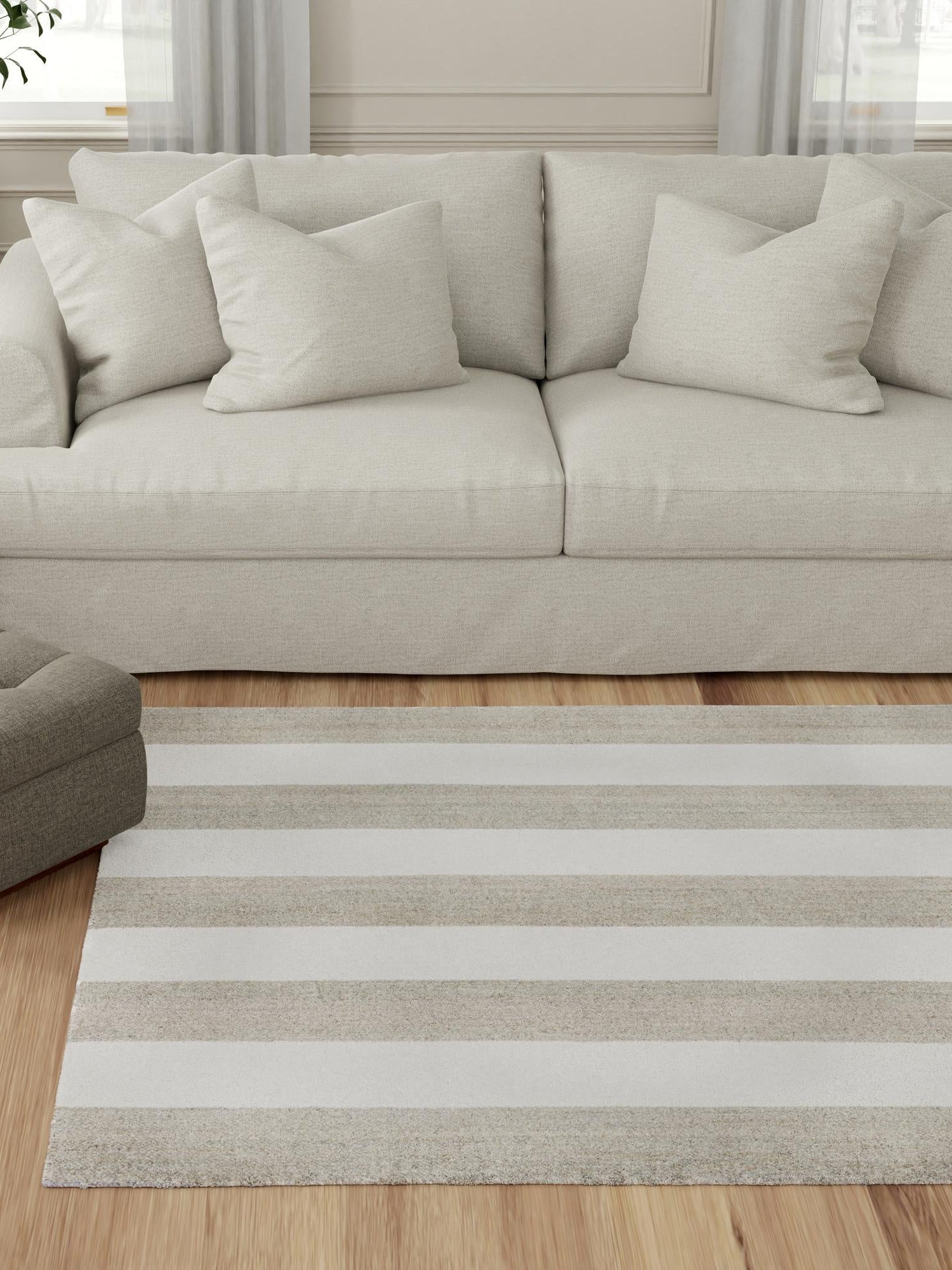 Gray 10' x 10' Jill Zarin Hamptons Square Area Rug Jute & Wool With Cotton Backing All Natural Striped Design Coastal Hand Woven Carpet for Sale at Rug Engine
