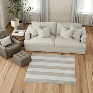Gray 7' 10 x 7' 10 Jill Zarin Hamptons Square Area Rug Jute & Wool With Cotton Backing All Natural Striped Design Coastal Hand Woven Carpet for Sale at Rug Engine
