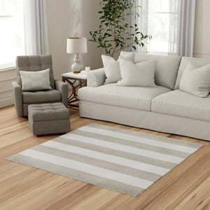 Gray 7' 10 x 7' 10 Jill Zarin Hamptons Square Area Rug Jute & Wool With Cotton Backing All Natural Striped Design Coastal Hand Woven Carpet for Sale at Rug Engine