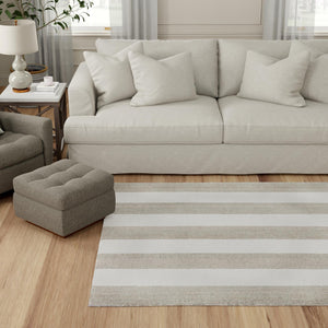 Gray 7' 10 x 7' 10 Jill Zarin Hamptons Square Area Rug Jute & Wool With Cotton Backing All Natural Striped Design Coastal Hand Woven Carpet for Sale at Rug Engine