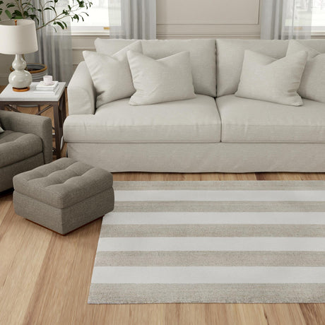 Gray 7' 10 x 7' 10 Jill Zarin Hamptons Square Area Rug Jute & Wool With Cotton Backing All Natural Striped Design Coastal Hand Woven Carpet for Sale at Rug Engine