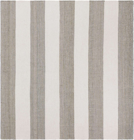 Gray 7' 10 x 7' 10 Jill Zarin Hamptons Square Area Rug Jute & Wool With Cotton Backing All Natural Striped Design Coastal Hand Woven Carpet for Sale at Rug Engine