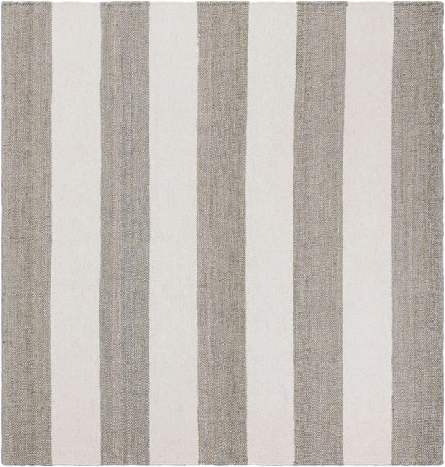 Gray 7' 10 x 7' 10 Jill Zarin Hamptons Square Area Rug Jute & Wool With Cotton Backing All Natural Striped Design Coastal Hand Woven Carpet for Sale at Rug Engine