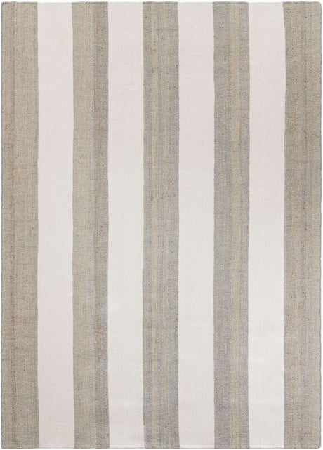 Gray 9' x 12' Jill Zarin Hamptons Rectangle Area Rug Jute & Wool With Cotton Backing All Natural Striped Design Coastal Hand Woven Carpet for Sale at Rug Engine