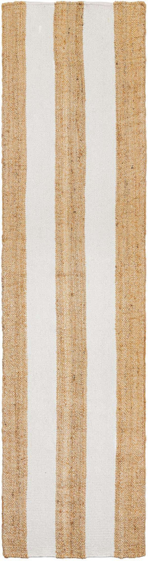 Tan Sand 2' 7 x 10' Jill Zarin Hamptons Runner Area Rug Jute & Wool With Cotton Backing All Natural Striped Design Coastal Hand Woven Carpet for Sale at Rug Engine