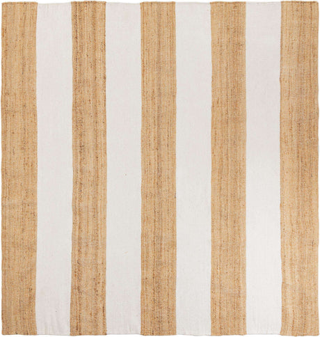 Tan Sand 10' x 10' Jill Zarin Hamptons Square Area Rug Jute & Wool With Cotton Backing All Natural Striped Design Coastal Hand Woven Carpet for Sale at Rug Engine