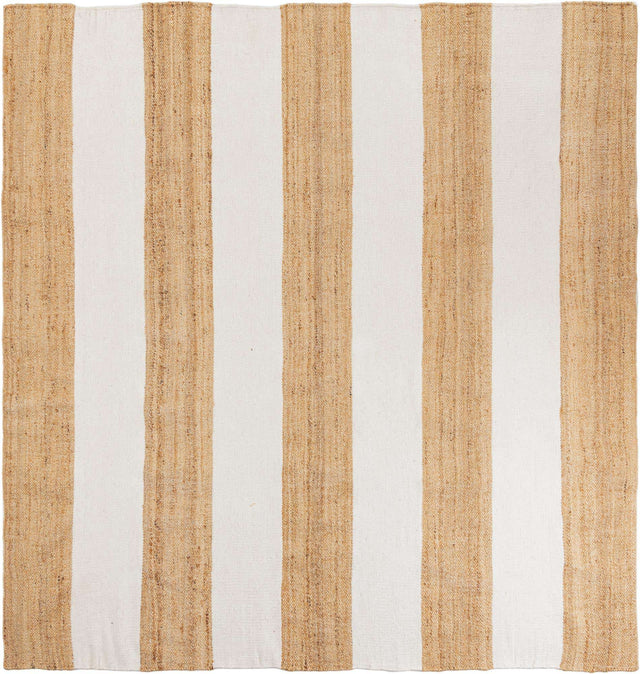Tan Sand 10' x 10' Jill Zarin Hamptons Square Area Rug Jute & Wool With Cotton Backing All Natural Striped Design Coastal Hand Woven Carpet for Sale at Rug Engine