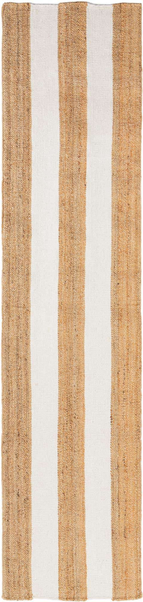 Tan Sand 2' 7 x 12' Jill Zarin Hamptons Runner Area Rug Jute & Wool With Cotton Backing All Natural Striped Design Coastal Hand Woven Carpet for Sale at Rug Engine